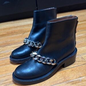 Givenchy Black Ankle Boots with Silver Chain